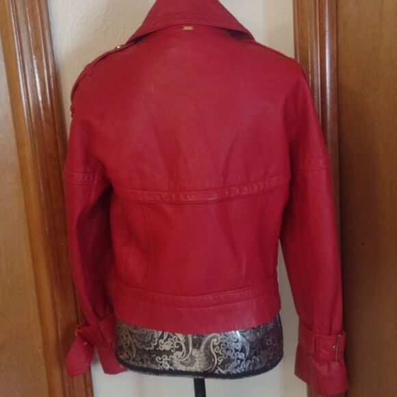 St. John lamb's leather moto jacket red size 6 - Picture 4 of 15